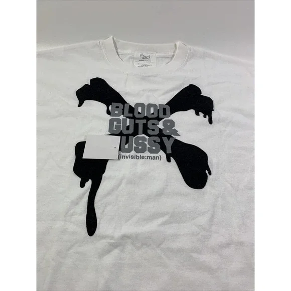 Comfortable Chaos Insanity Mens White T Shirt Sz XL‎ Blood Guts & Invisible Man